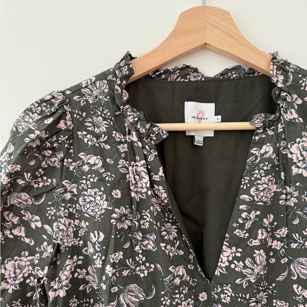 The Nines by HATCH Pink and Green Patterned Dress